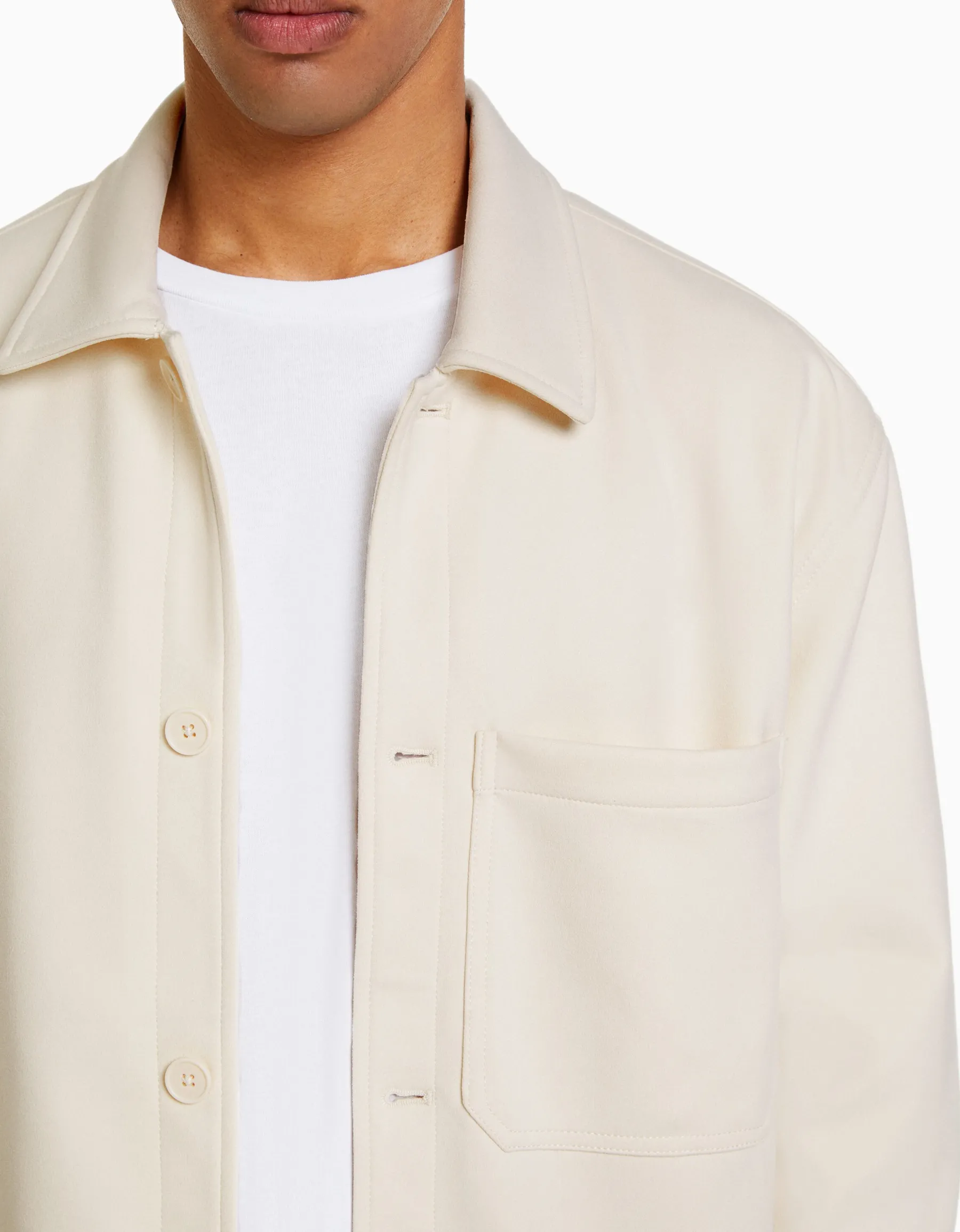 BERSHKA Surchemise imitation daim Blanc Best Sale