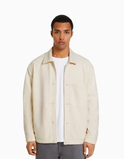 BERSHKA Surchemise imitation daim Bleu Clearance