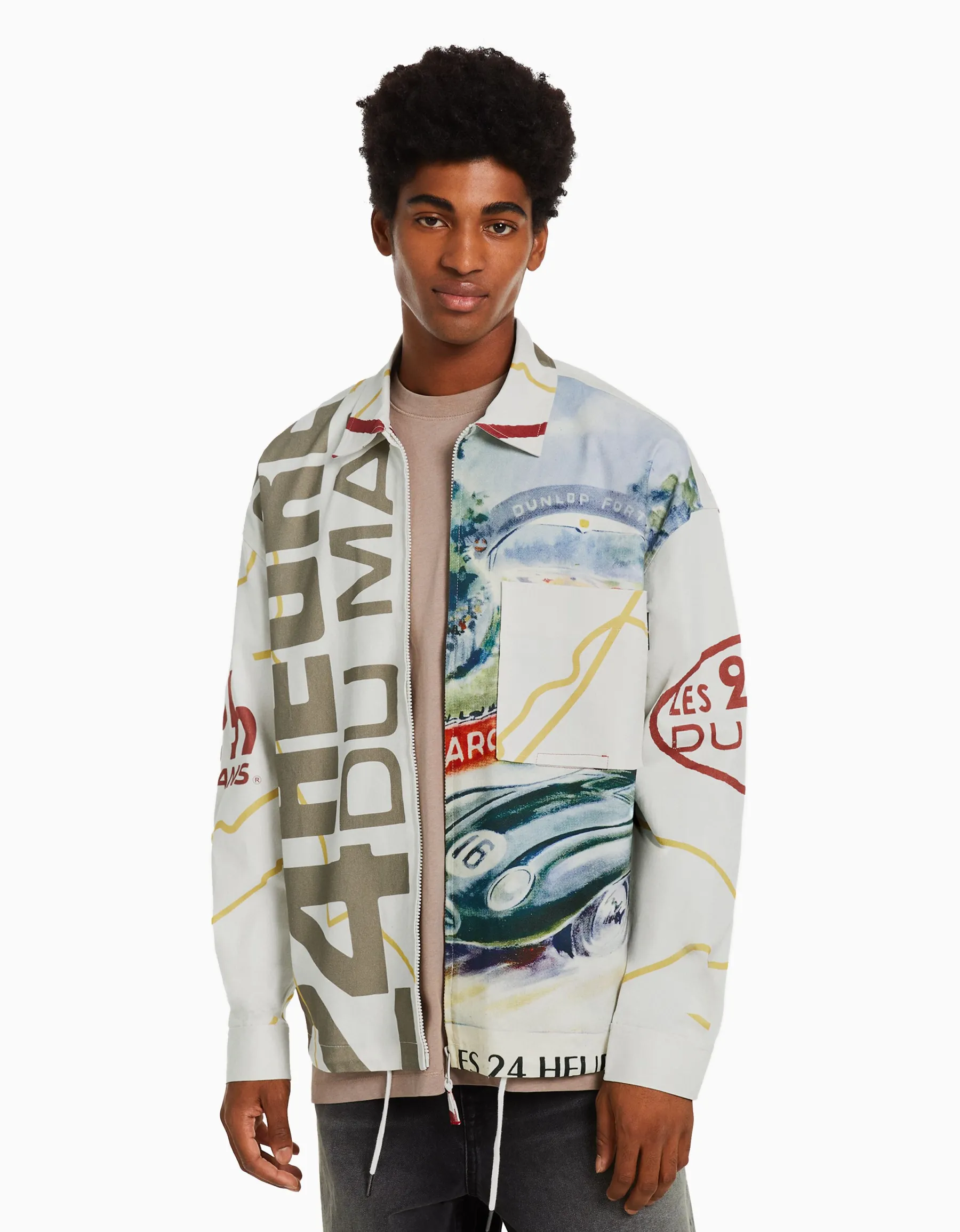 BERSHKA Surchemise manches longues 24h LE MANS Écru Best Sale