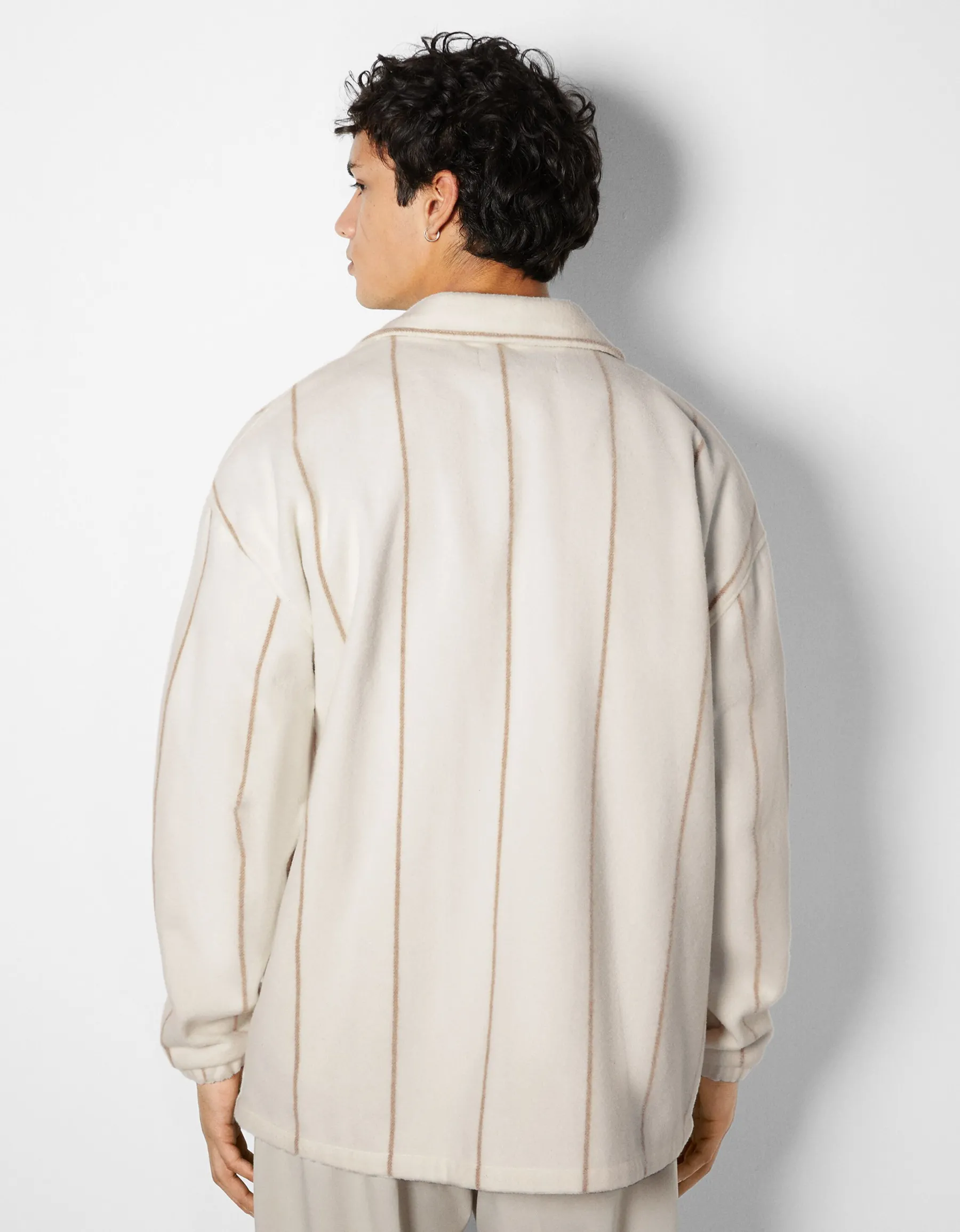 BERSHKA Surchemise rayée Écru Sale