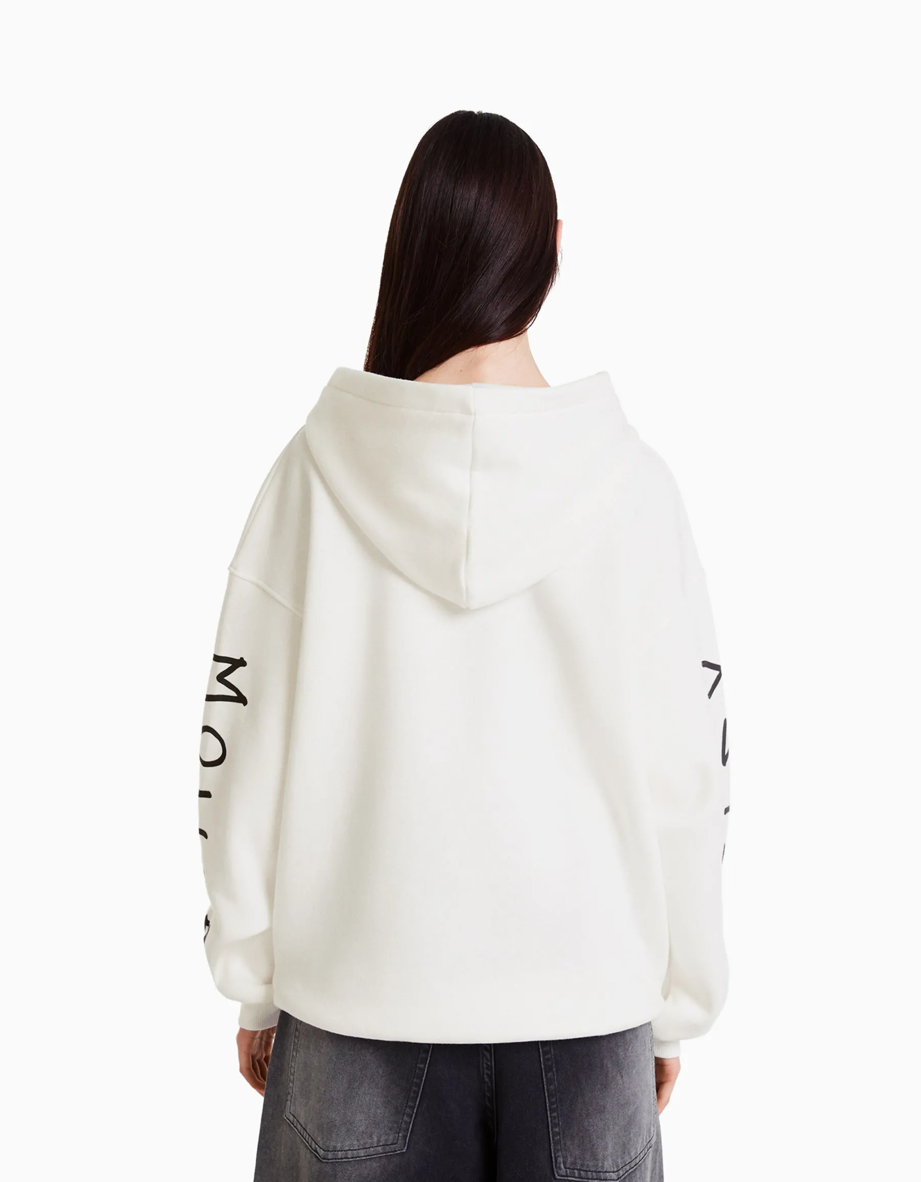 BERSHKA Sweat à capuche Mickey Blanc cassé Flash Sale