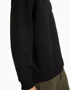 BERSHKA Sweat ample imprimé Noir Cheap