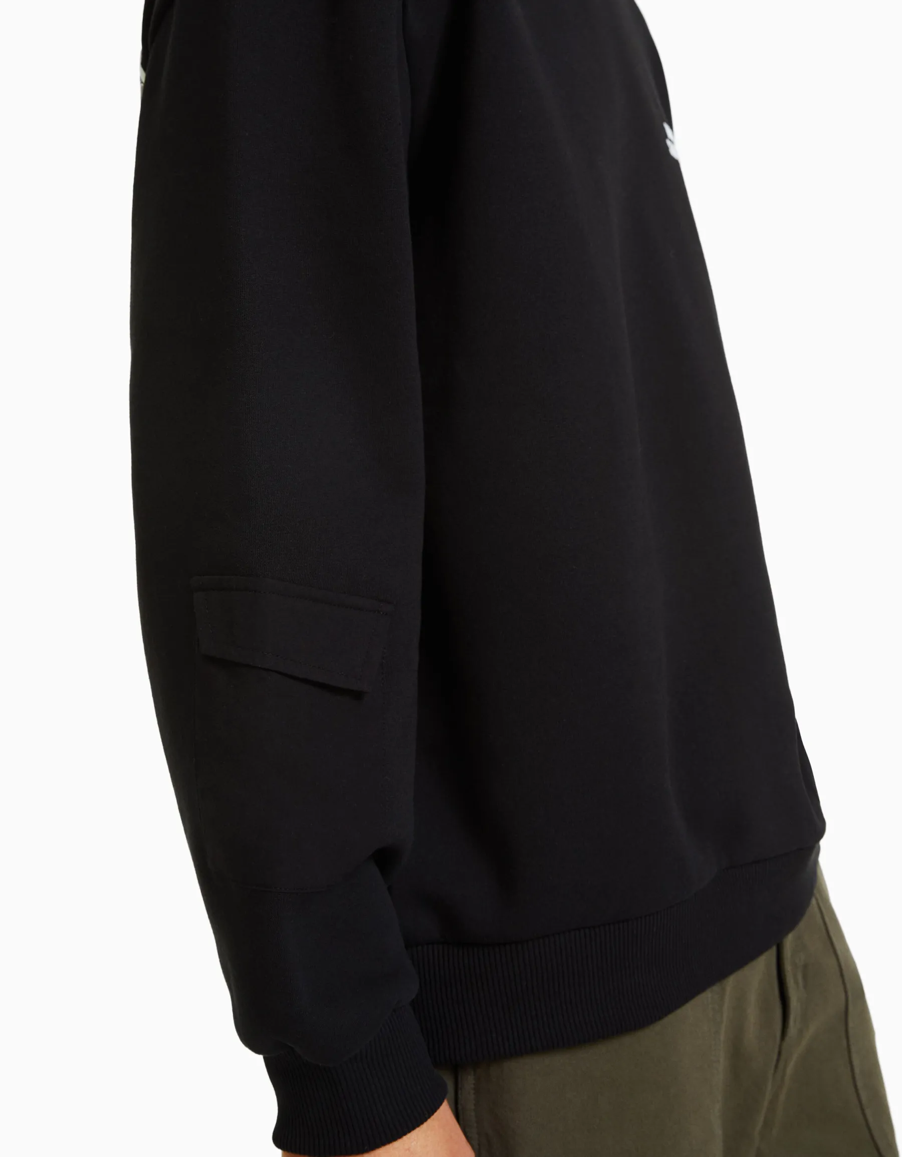 BERSHKA Sweat ample imprimé Noir Cheap