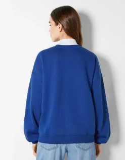BERSHKA Sweat ample imprimé Écru Best Sale