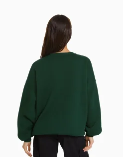 BERSHKA Sweat ample imprimé Bleu clair Best