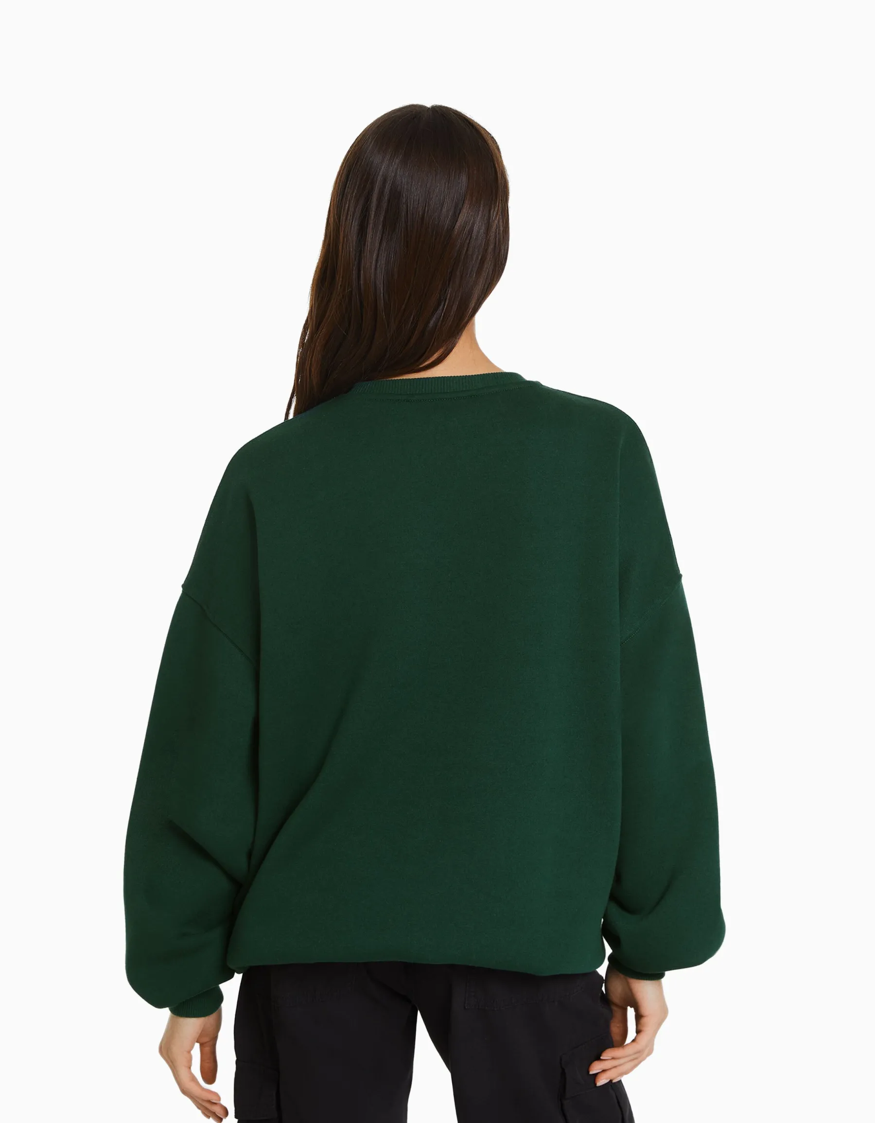 BERSHKA Sweat ample imprimé Bleu clair Best