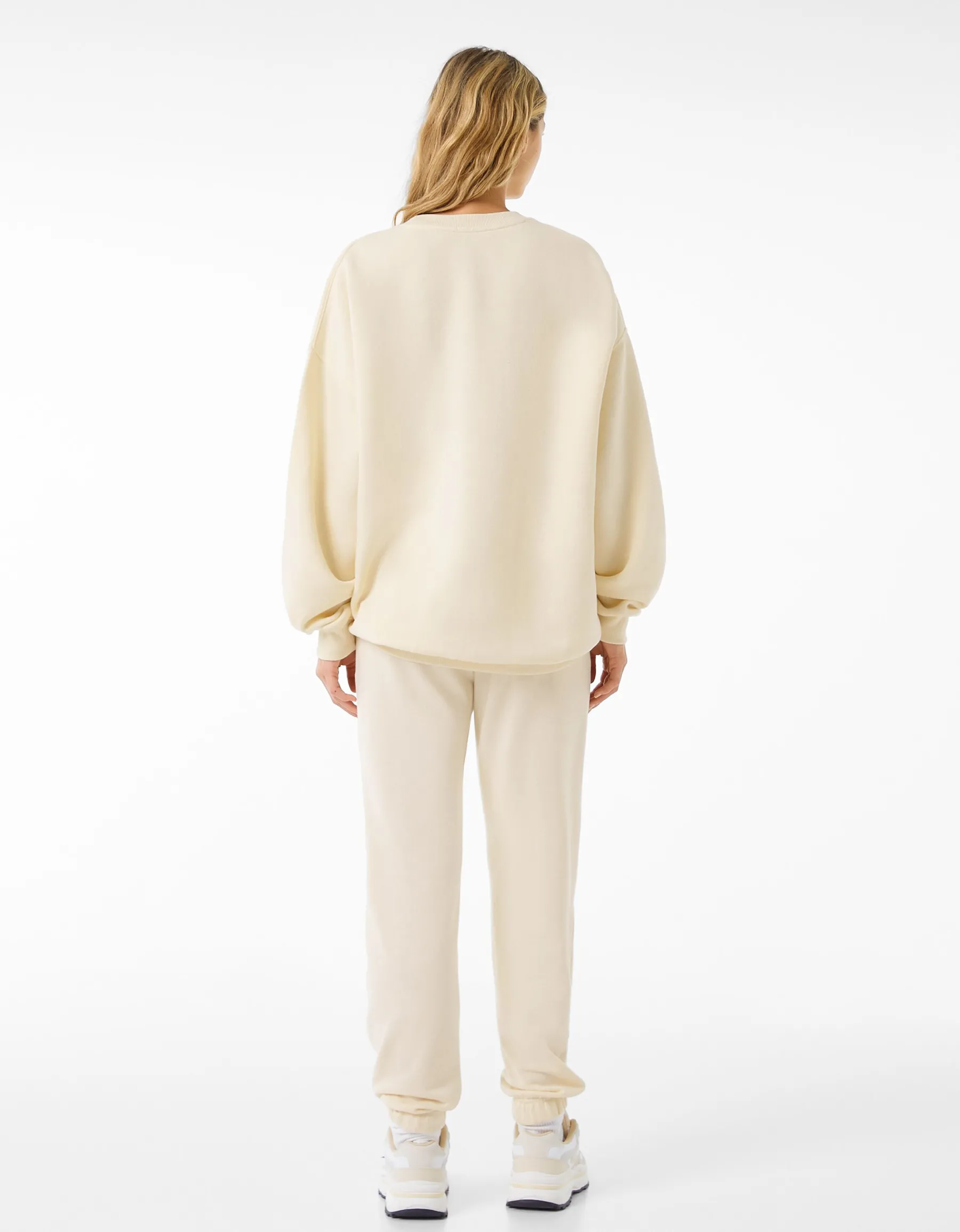 BERSHKA Sweat ample imprimé Bleu clair Discount