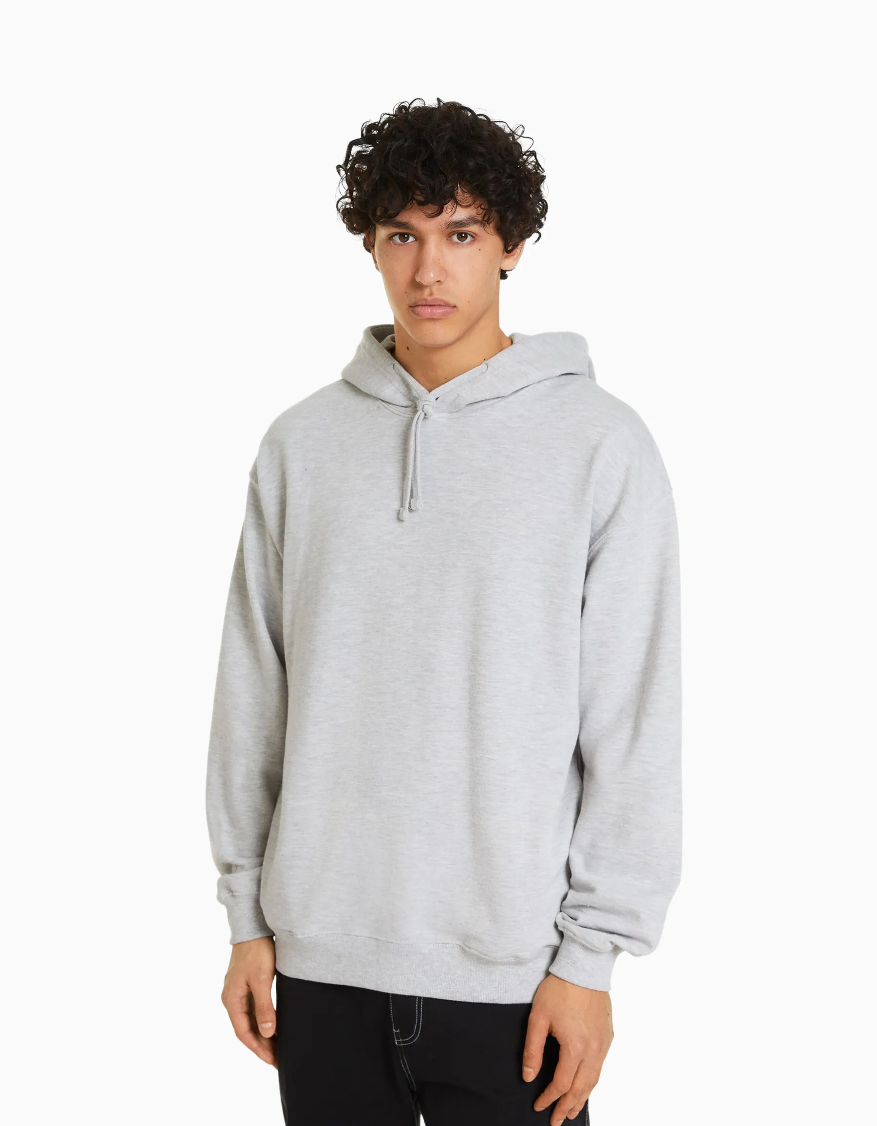 BERSHKA Sweat capuche Gris Store