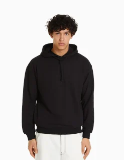 BERSHKA Sweat capuche Noir Sale
