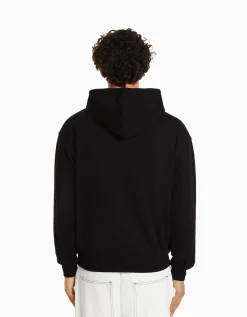 BERSHKA Sweat capuche Noir Sale