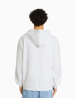 BERSHKA Sweat capuche Blanc Cheap
