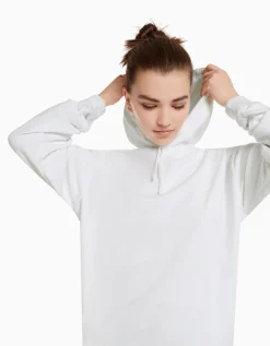 BERSHKA Sweat capuche Blanc Store