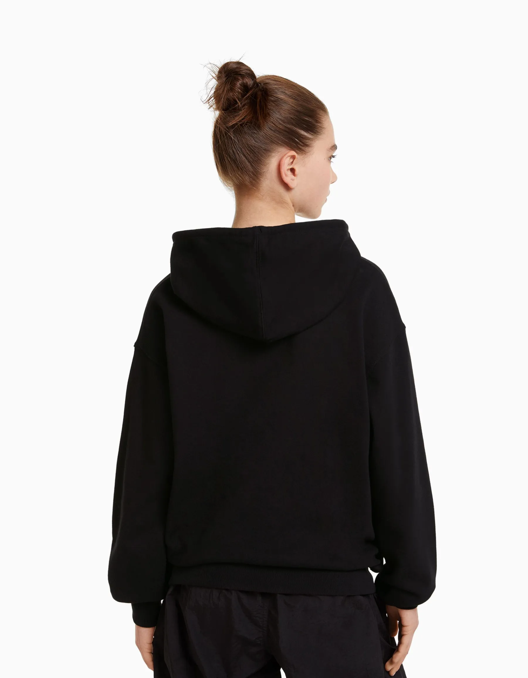 BERSHKA Sweat capuche Noir Cheap