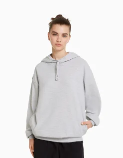 BERSHKA Sweat capuche Gris Clearance