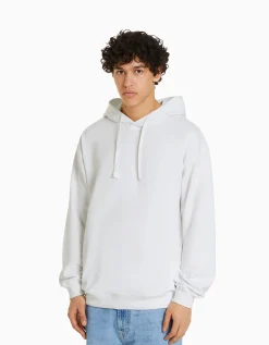 BERSHKA Sweat capuche Blanc Outlet