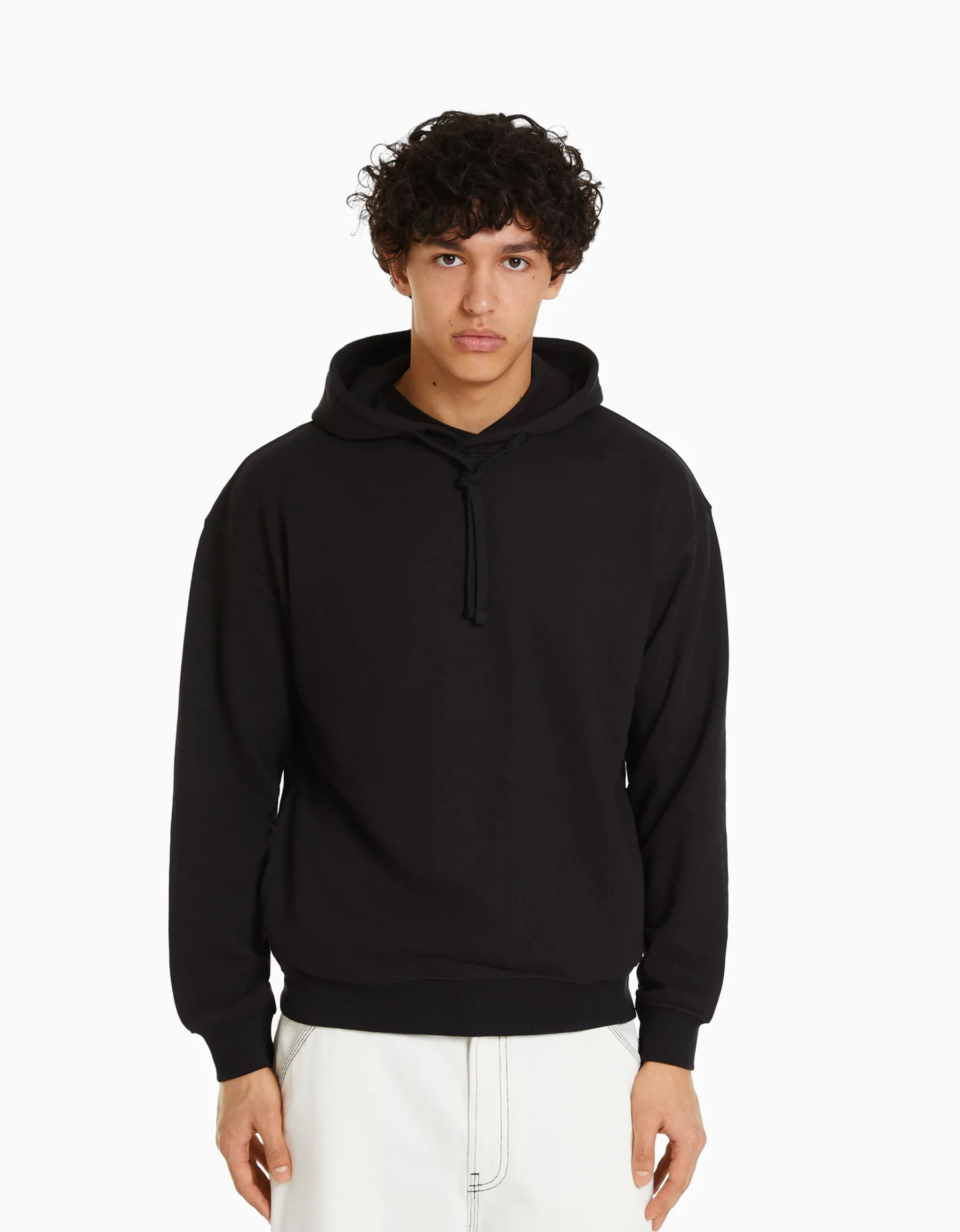 BERSHKA Sweat capuche Noir Cheap