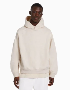 BERSHKA Sweat capuche boxy fit Kaki Fashion