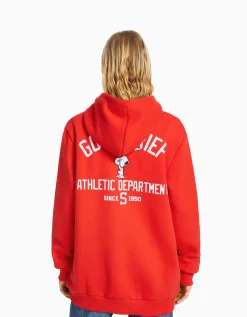 BERSHKA Sweat capuche brodé Snoopy Rouge Online
