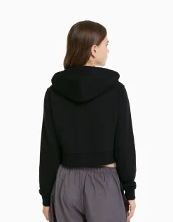 BERSHKA Sweat capuche cropped fermeture Éclair Gris Store