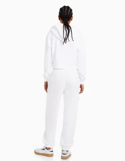 BERSHKA Sweat capuche cropped fermeture Éclair Blanc Best Sale