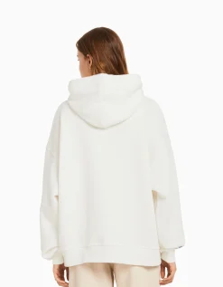 BERSHKA Sweat capuche imprimé Darling in the Franxx Blanc cassé Cheap