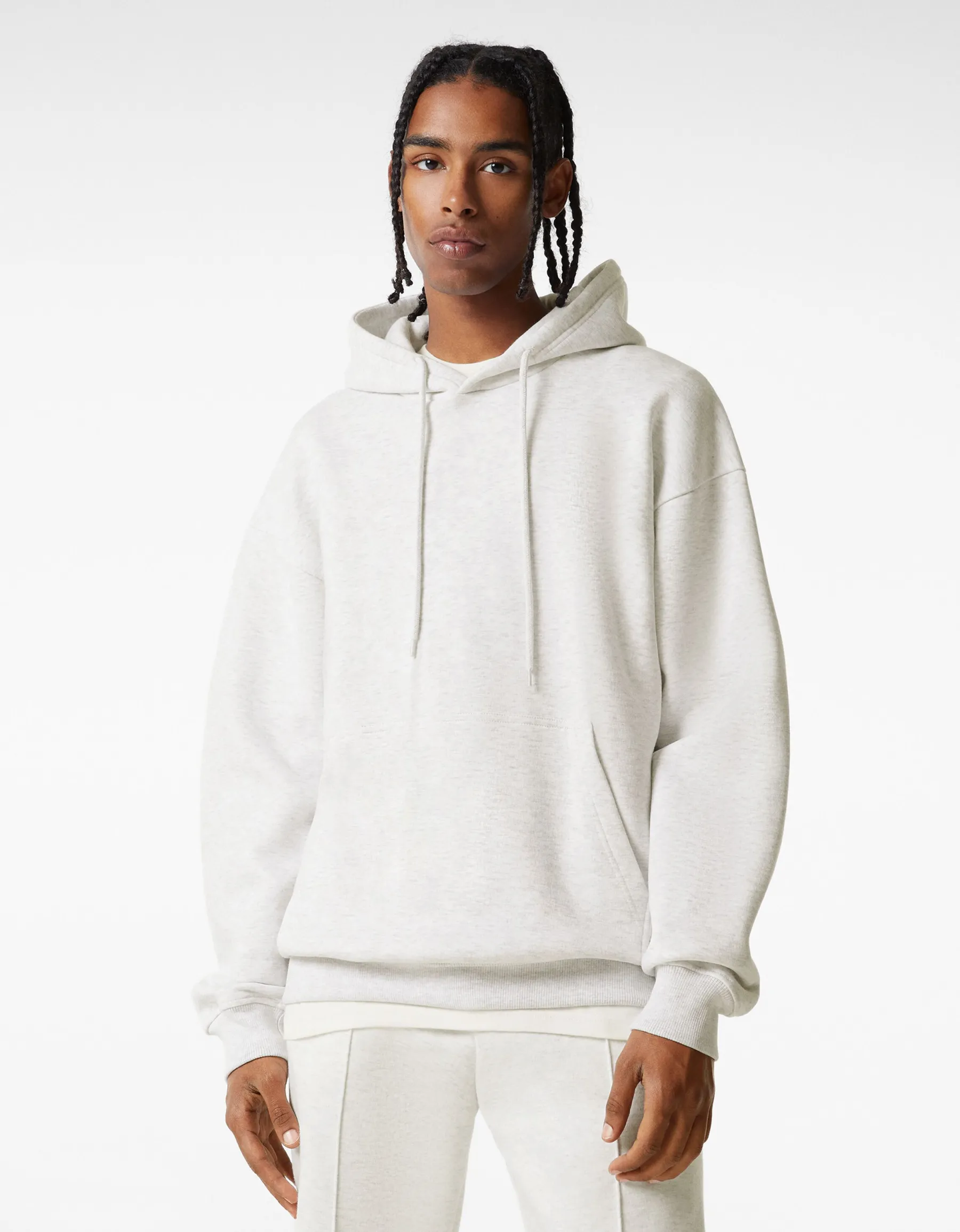 BERSHKA Sweat capuche oversize Gris Flash Sale