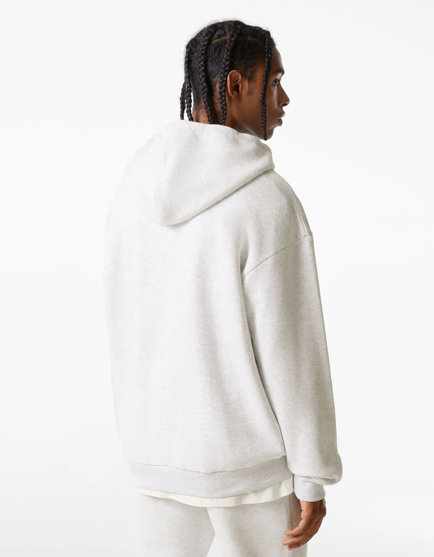 BERSHKA Sweat capuche oversize Gris Flash Sale
