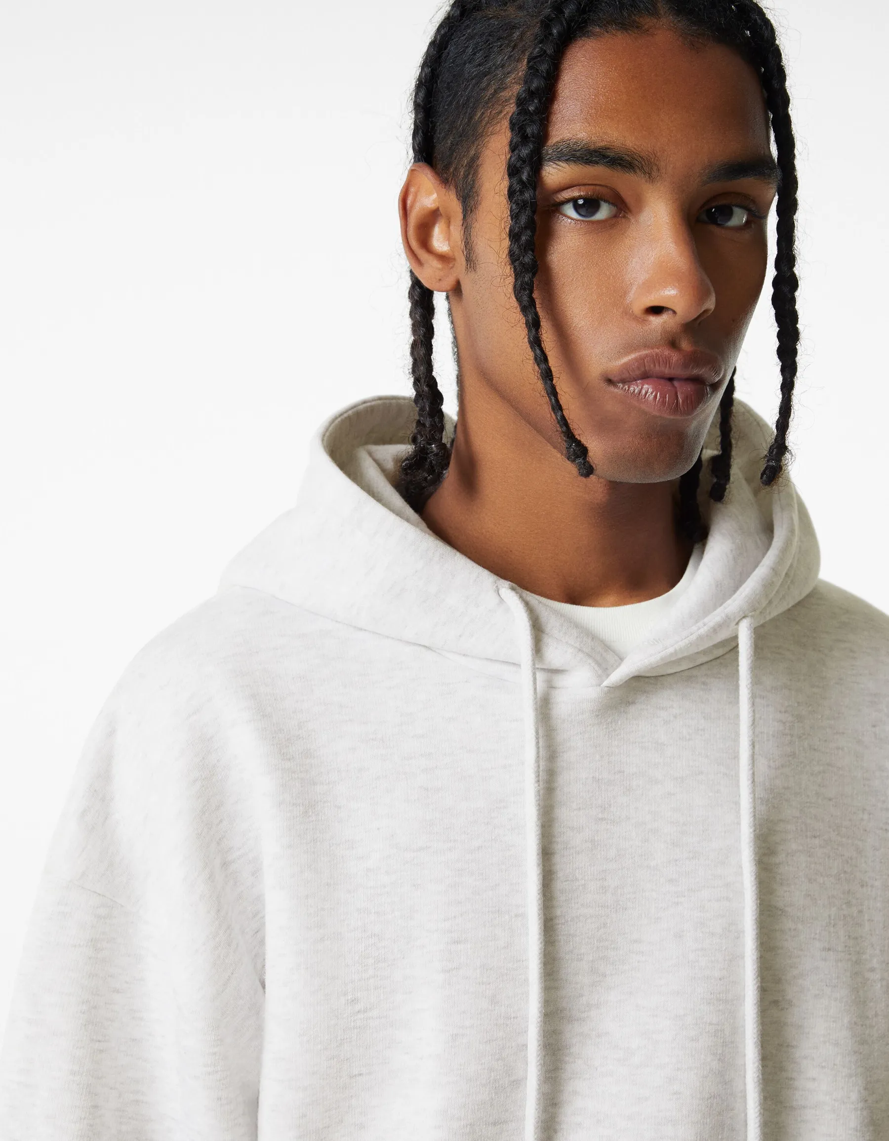 BERSHKA Sweat capuche oversize Gris Flash Sale