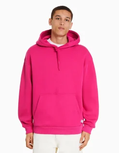 BERSHKA Sweat capuche oversize Fuchsia Best