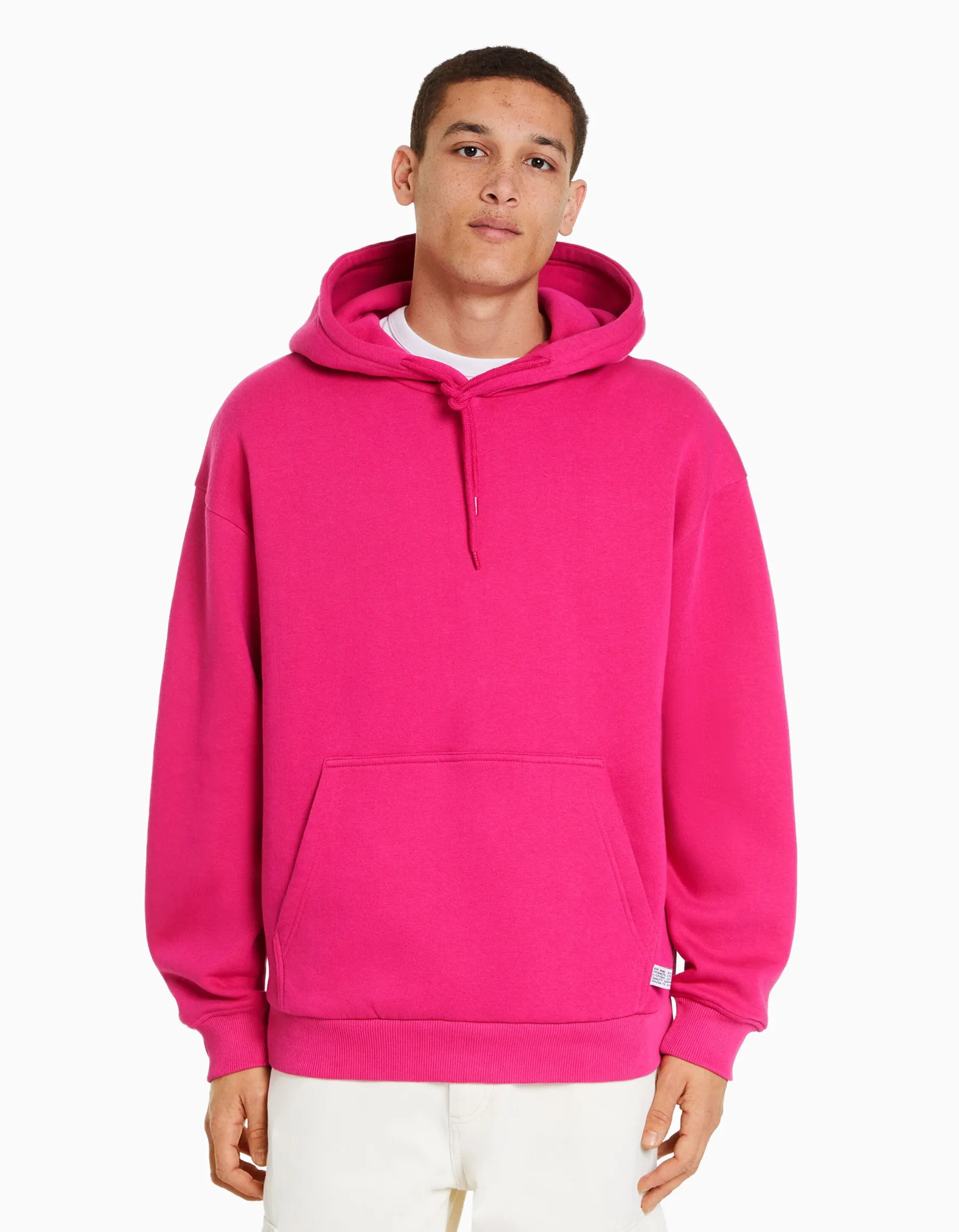 BERSHKA Sweat capuche oversize Fuchsia Best