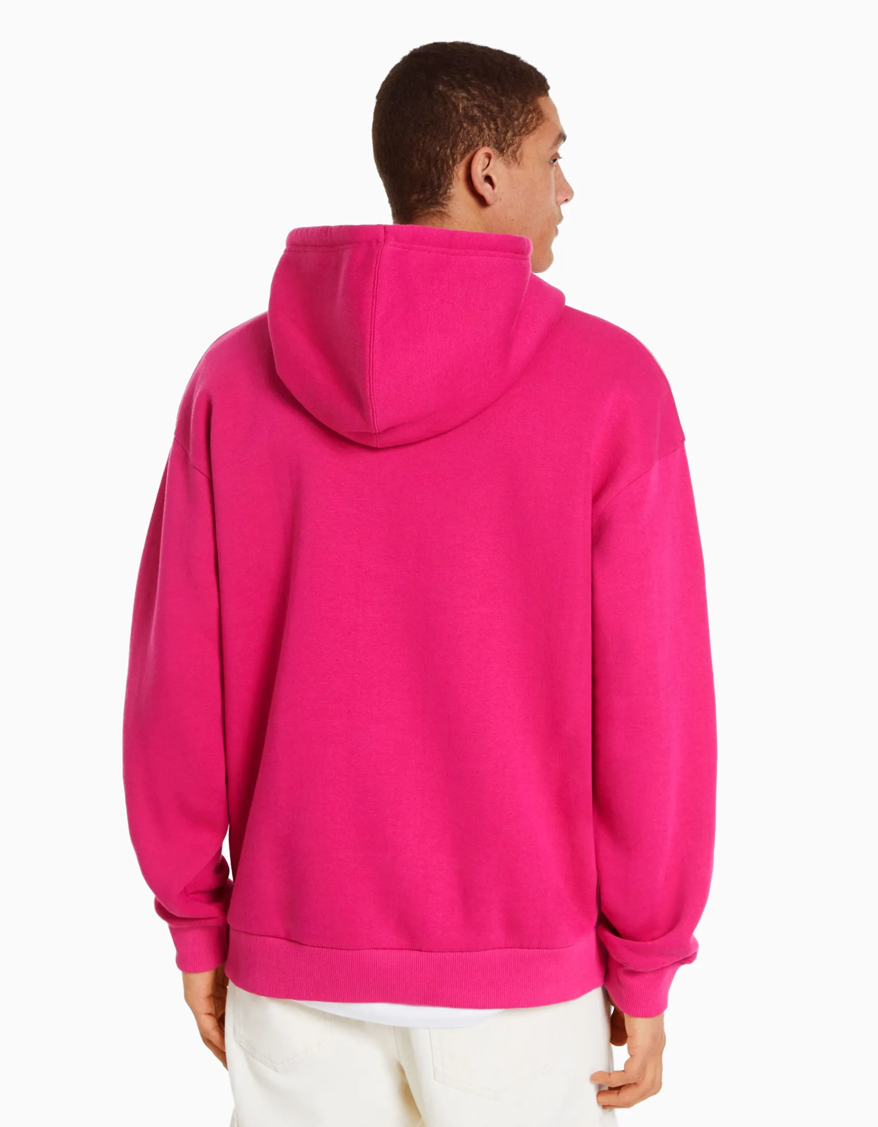 BERSHKA Sweat capuche oversize Fuchsia Best