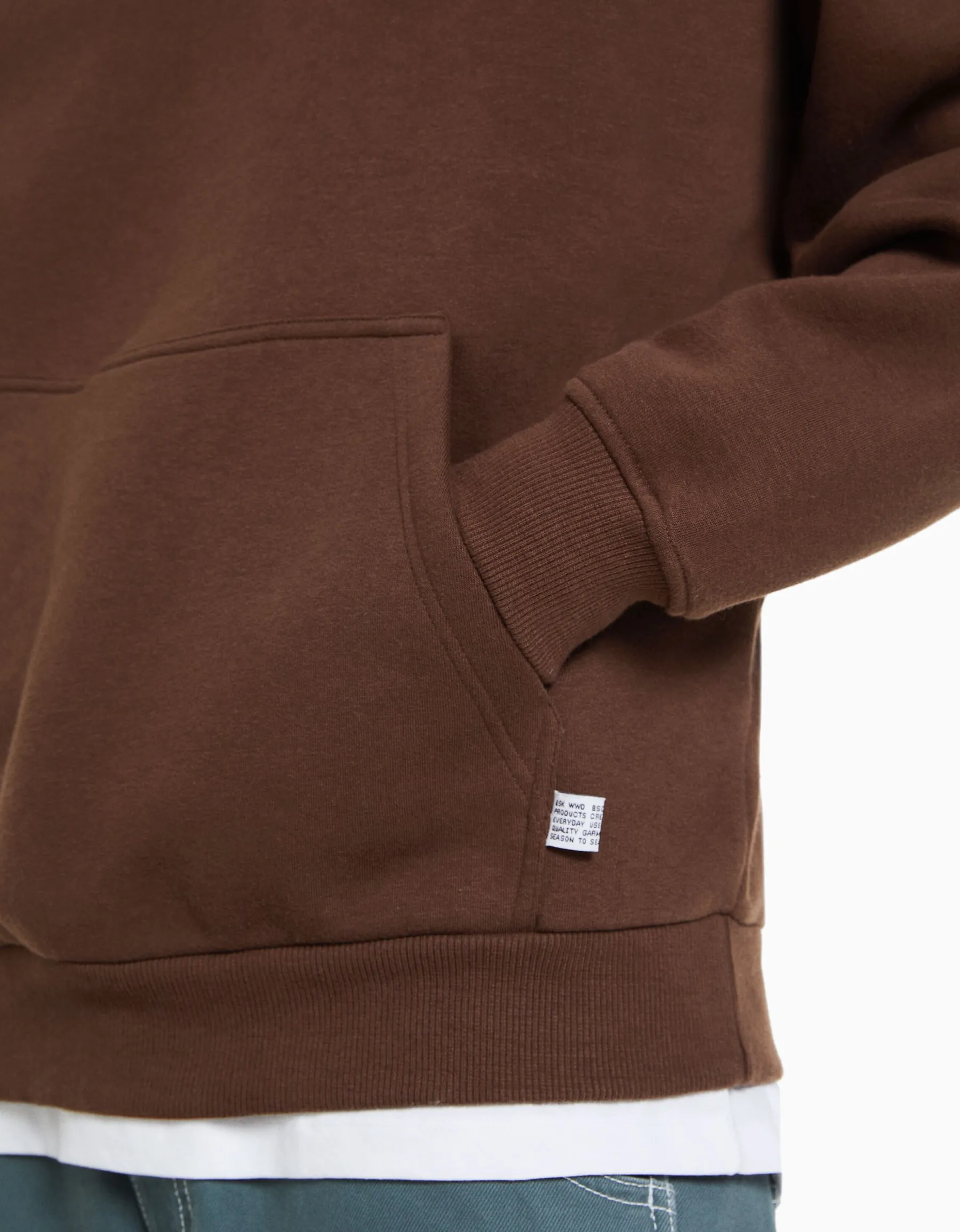BERSHKA Sweat capuche oversize Marron Sale