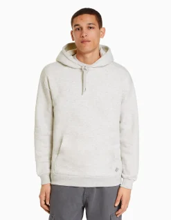 BERSHKA Sweat capuche oversize Gris Outlet
