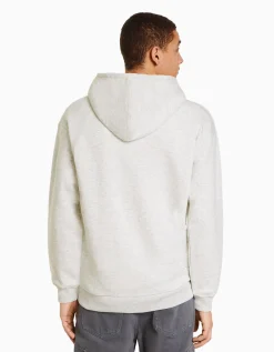 BERSHKA Sweat capuche oversize Gris Outlet