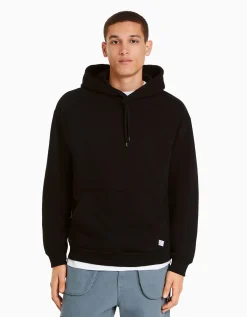 BERSHKA Sweat capuche oversize Noir Flash Sale