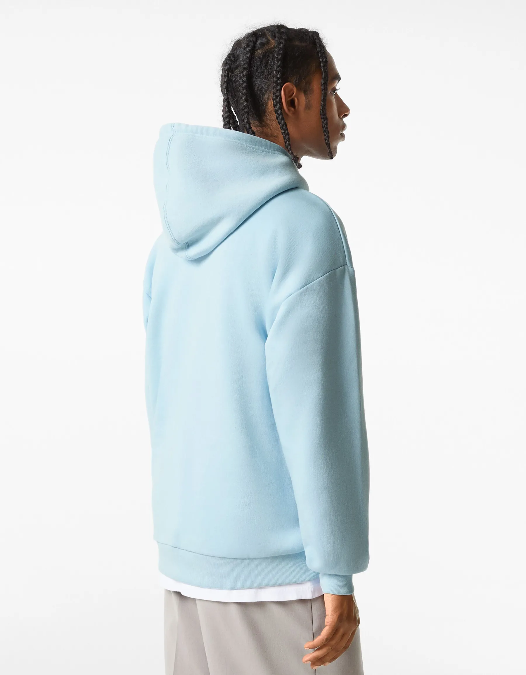 BERSHKA Sweat capuche oversize Bleu clair Hot