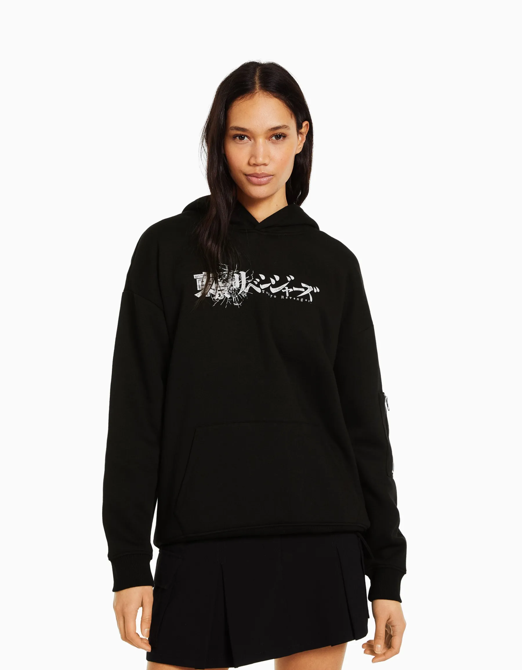 BERSHKA Sweat capuche petites oreilles TOKYO REVENGERS Noir Discount