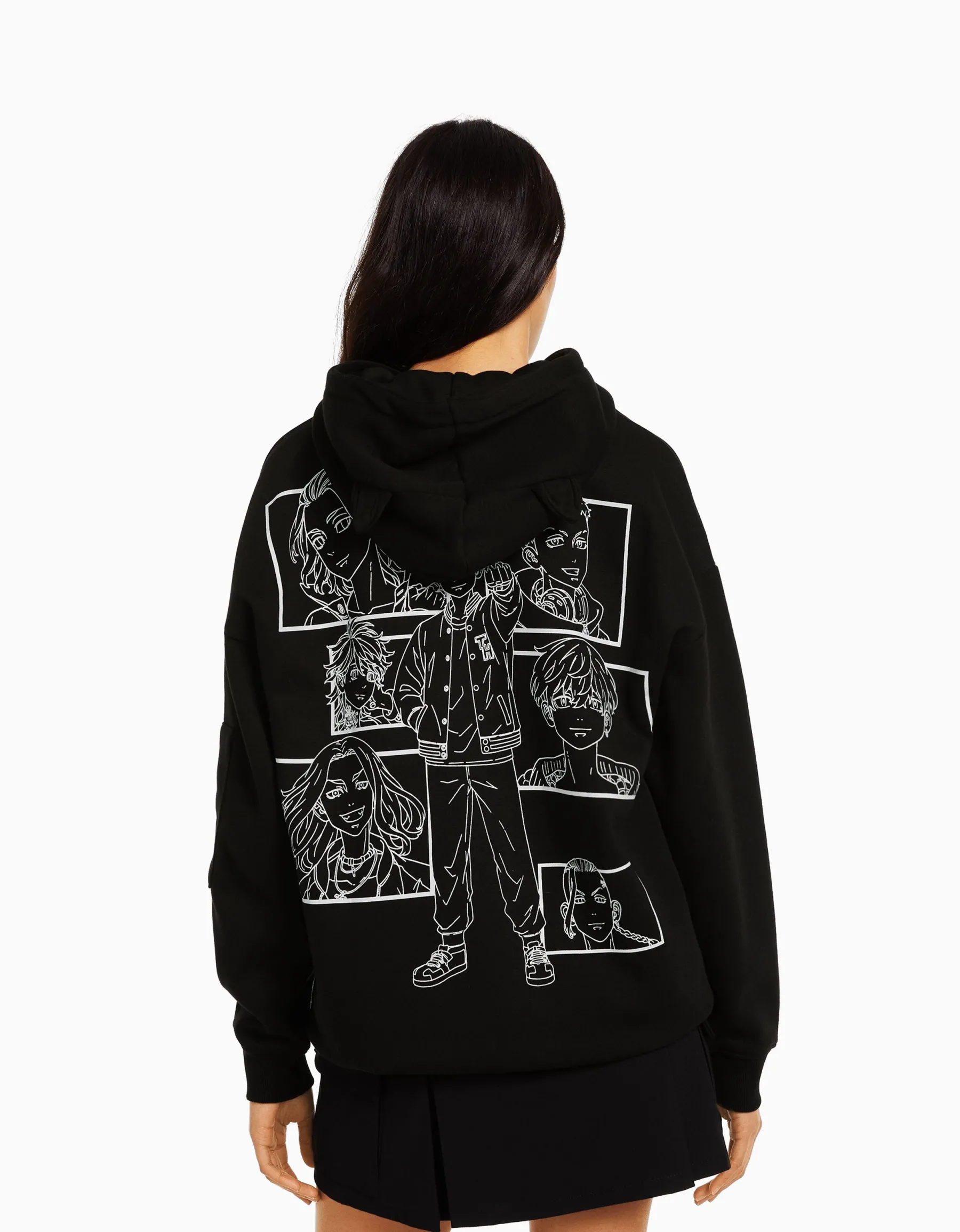 BERSHKA Sweat capuche petites oreilles TOKYO REVENGERS Noir Discount