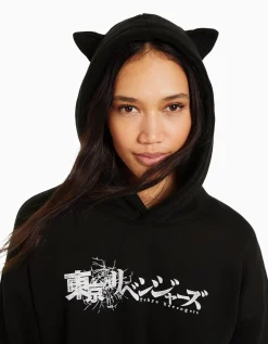 BERSHKA Sweat capuche petites oreilles TOKYO REVENGERS Noir Discount