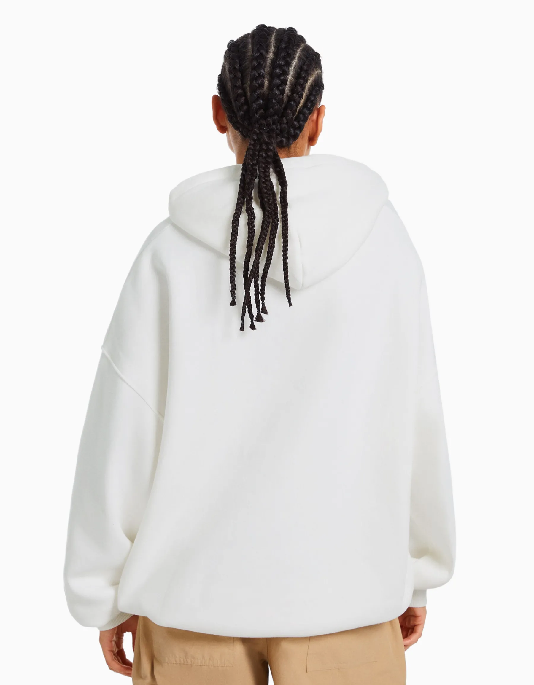 BERSHKA Sweat capuche Tupac Blanc cassé Hot