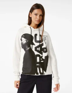 BERSHKA Sweat capuche Tupac Blanc Clearance