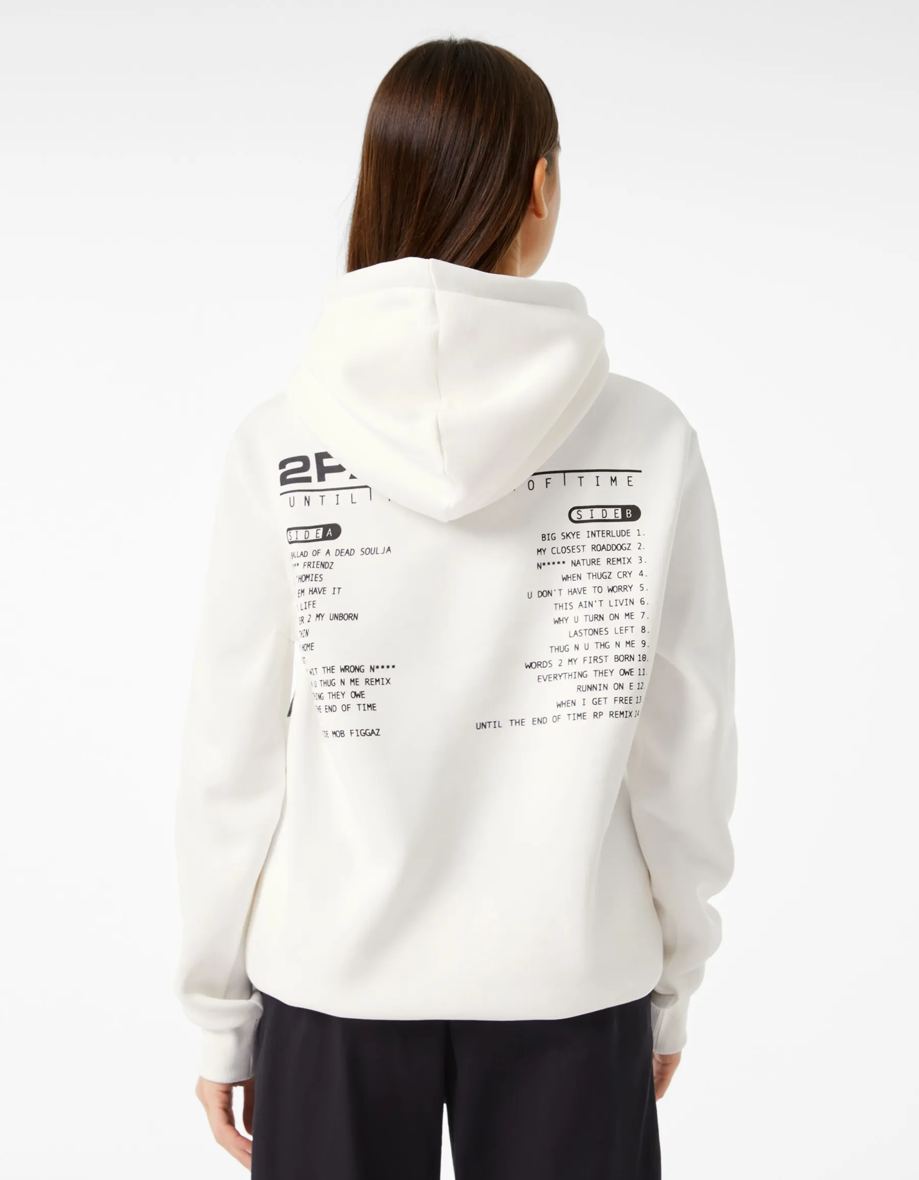 BERSHKA Sweat capuche Tupac Blanc Clearance
