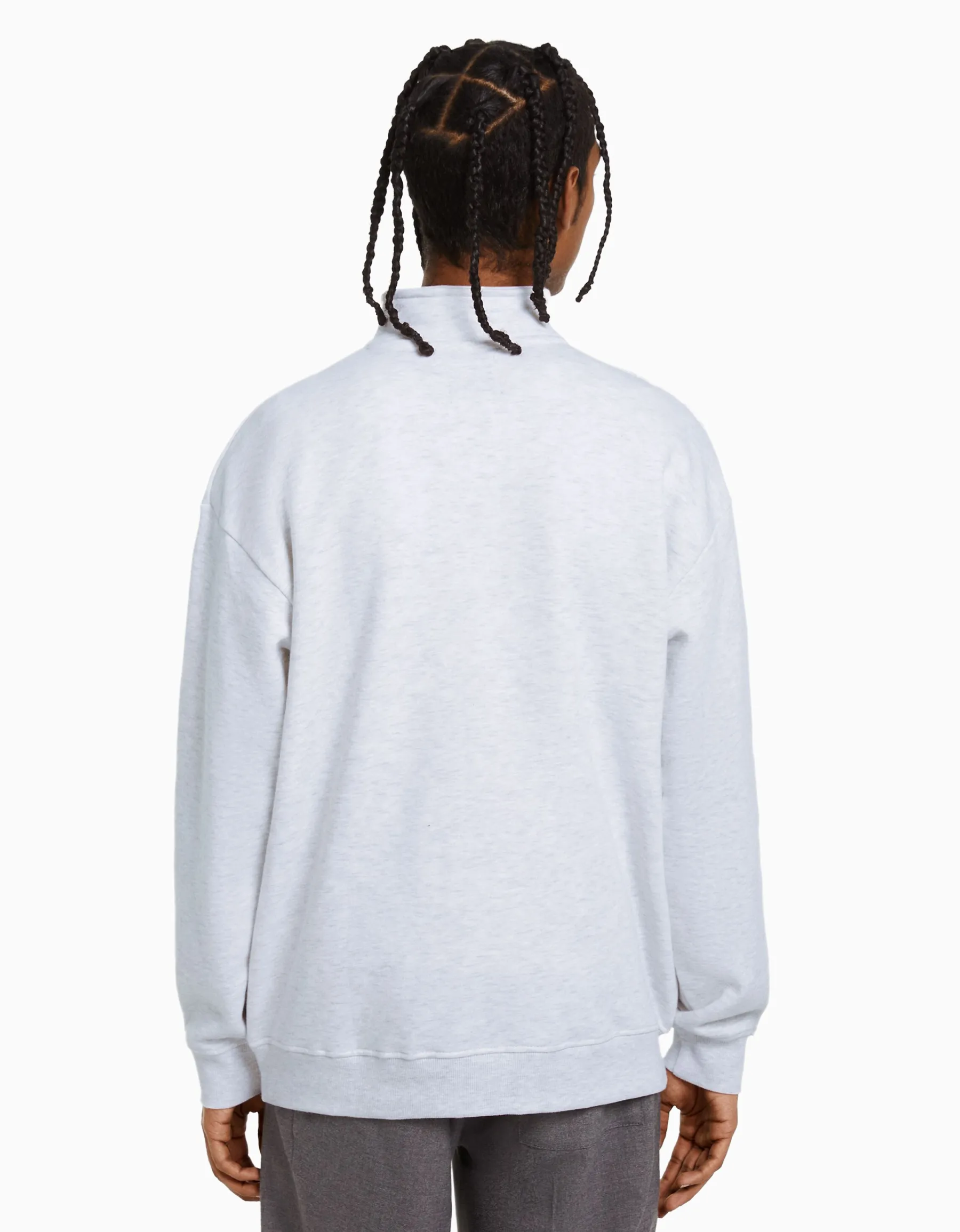 BERSHKA Sweat col montant zippé Vert Cheap