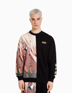 BERSHKA Sweat col rond imprimé TOKYO REVENGERS Camel Cheap