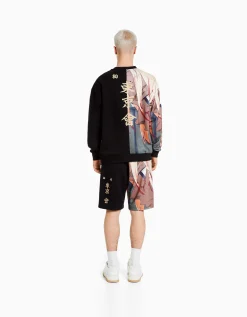 BERSHKA Sweat col rond imprimé TOKYO REVENGERS Camel Cheap