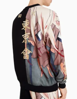 BERSHKA Sweat col rond imprimé TOKYO REVENGERS Camel Cheap