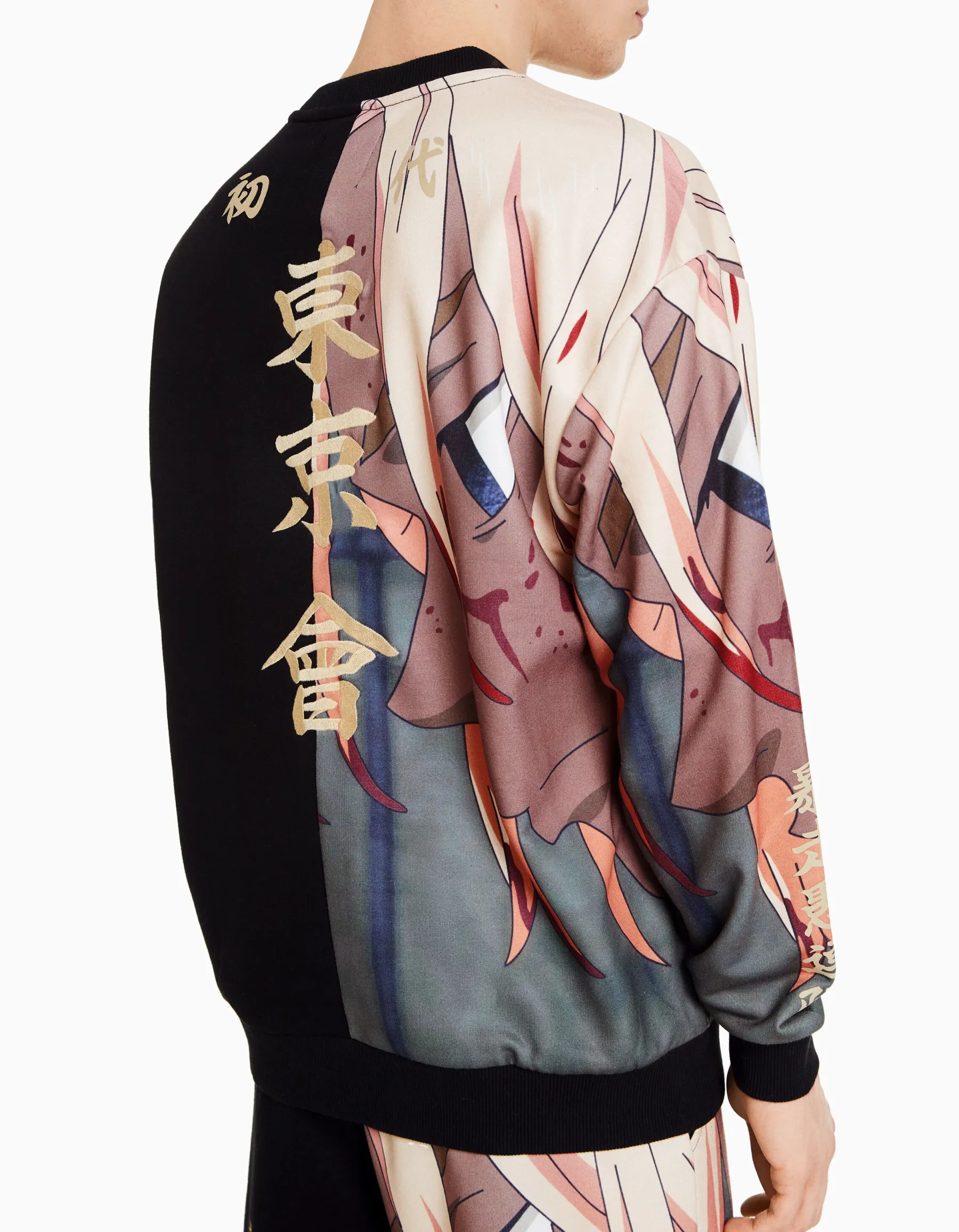 BERSHKA Sweat col rond imprimé TOKYO REVENGERS Camel New