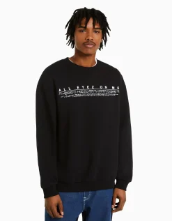 BERSHKA Sweat col rond Tupac Noir Cheap