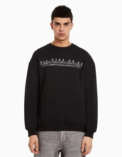 BERSHKA Sweat col rond Tupac Noir Hot