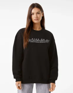 BERSHKA Sweat col rond Tupac Noir Shop